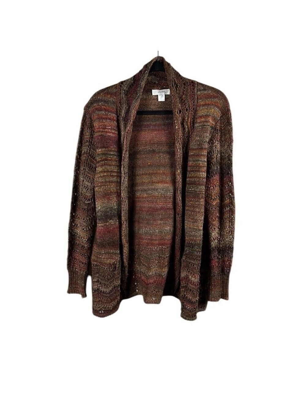 CJ Banks Multicolored Shawl Collar Open Front Cardigan Size XL